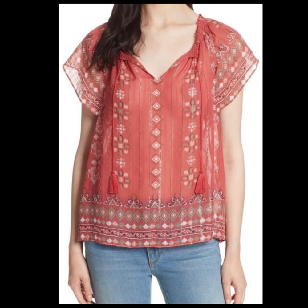 Joie Arevig Print Silk Blend Blouse, size Small
